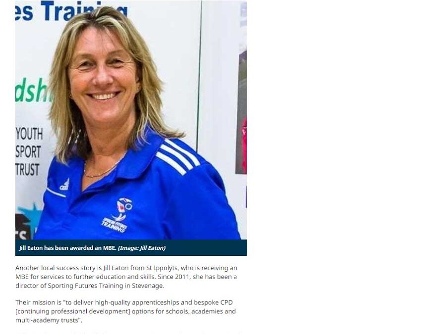 Press Clipping | MBE awarded to Jill Eaton for services to further education and skills