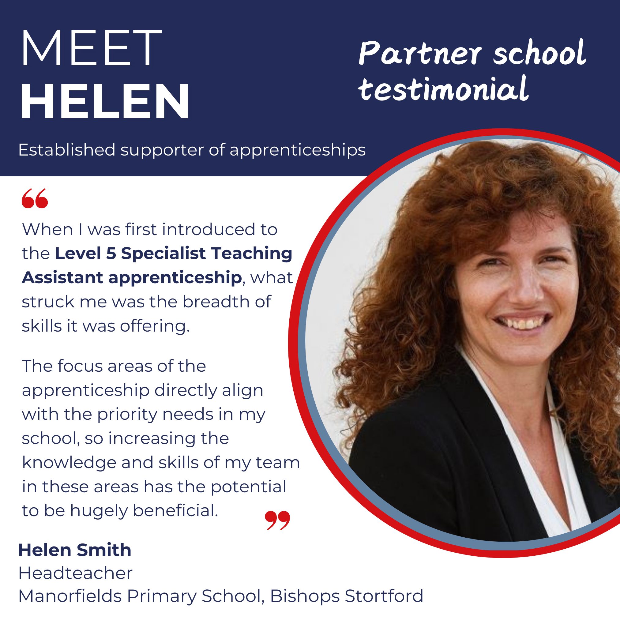 Helen Smith Headteacher Manorfields, advocate of apprenticeships Helen Smith Headteacher Manorfields, advocate of apprenticeships