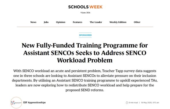 Assistant SENCO Schools Week Article
